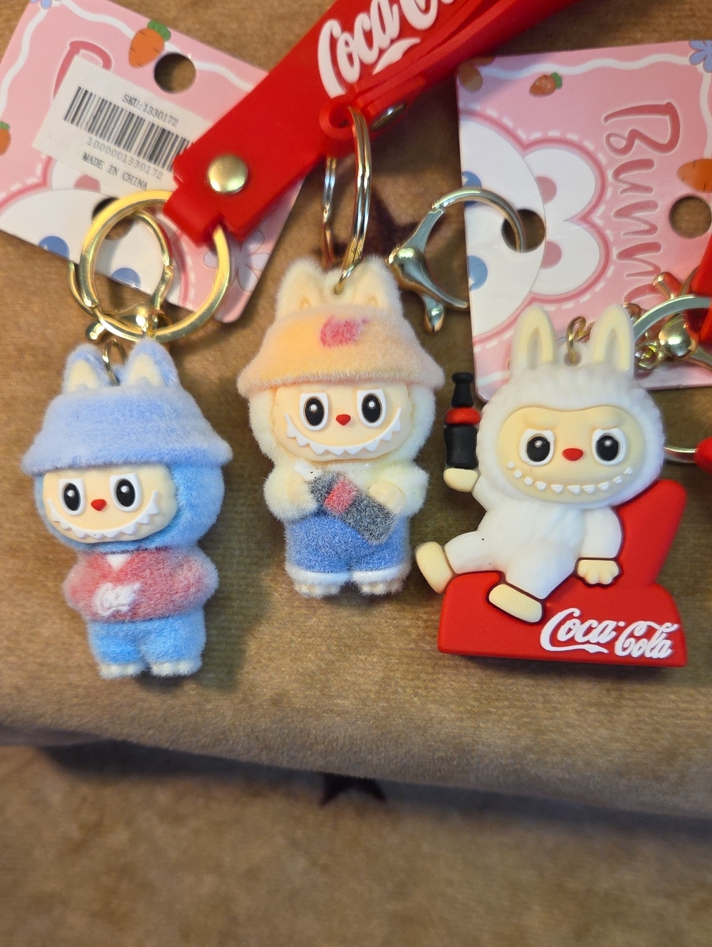 6 For 25 Coca-Cola Red Labubu Logo Character Keychain Set Or Backpack Charms - Picture 2 of 3